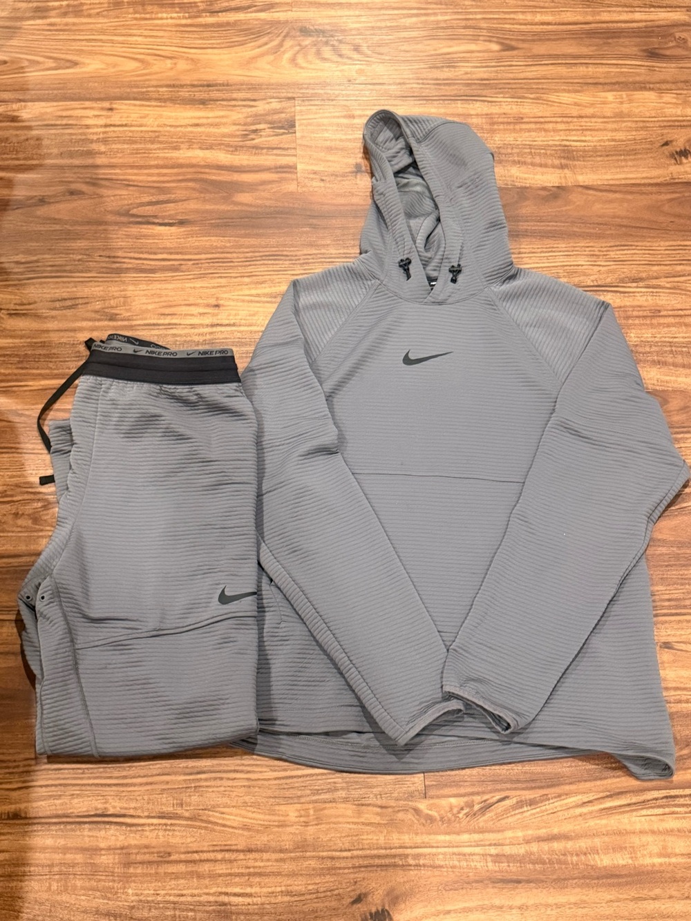 Nike Pro Dri-FIT Fleece Hoodie & Pants Set Grey DV9910-068 Men's L